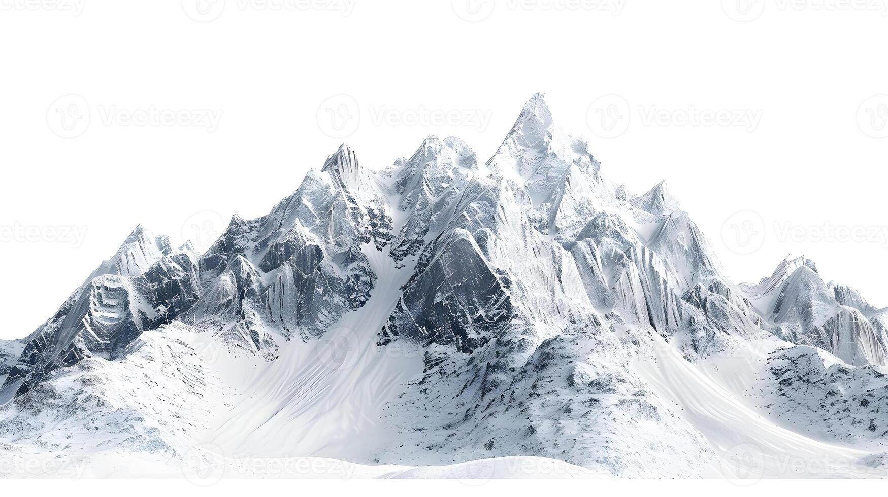 Snowy mountain range in winter, frozen landscape with wilderness photo