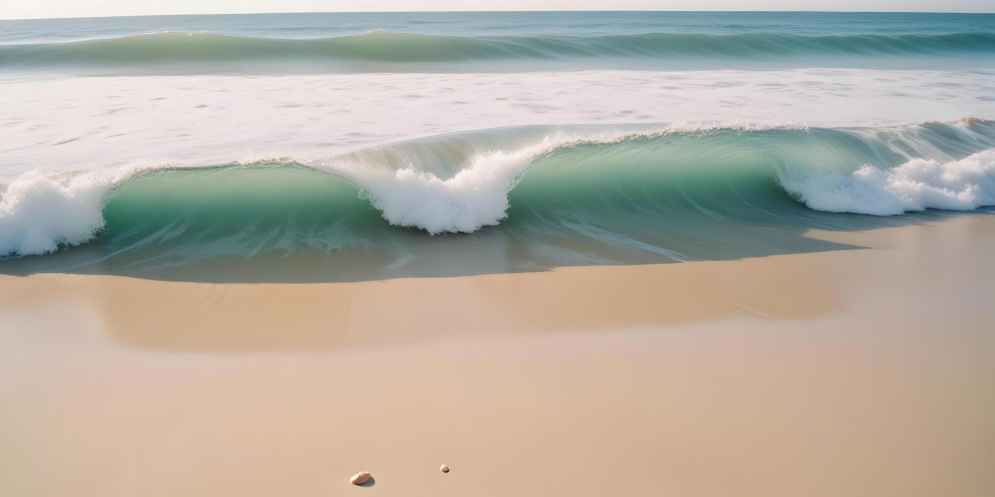 Gentle Waves Crashing on Sandy Beach in Morning Light Scenery photo
