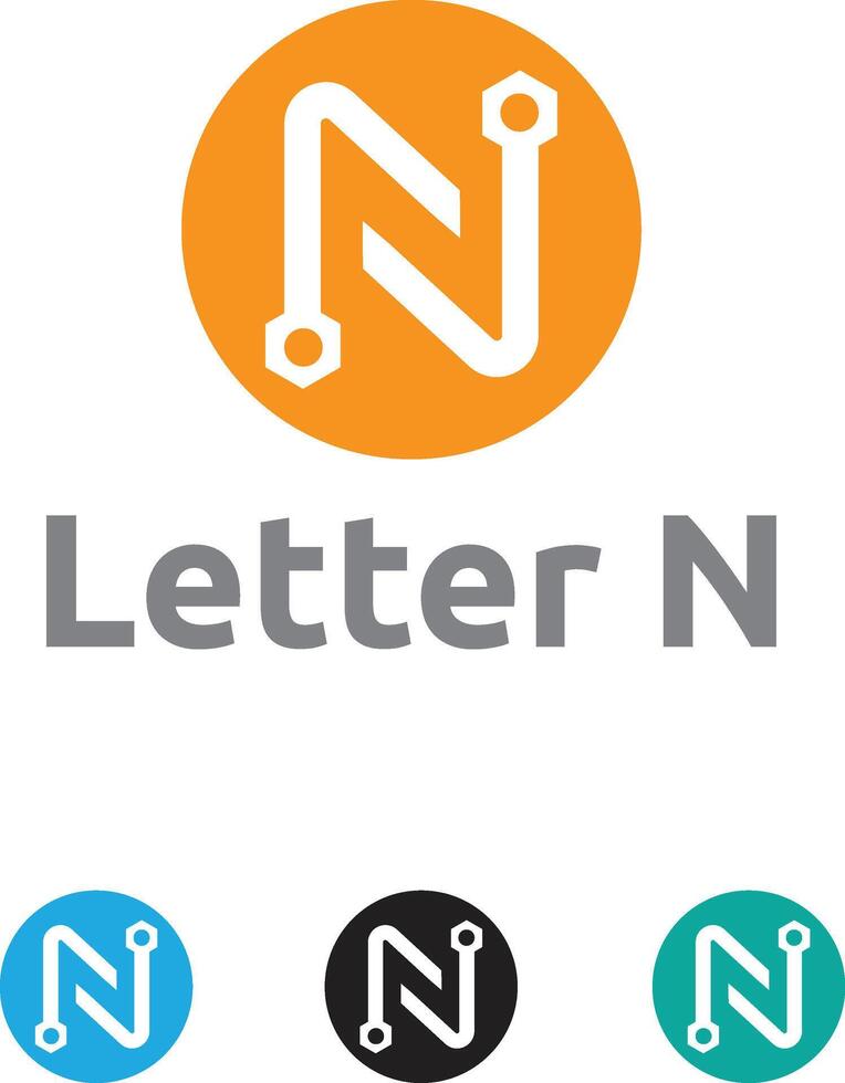 Letter N Tech Logo letter mark letter N logo vector