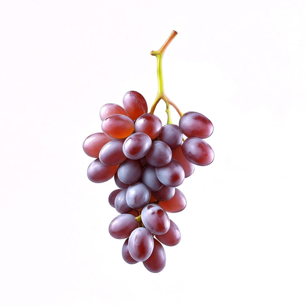 Photorealistic bunch of natural red grapes isolated on a white background. Design for advertising and packaging photo