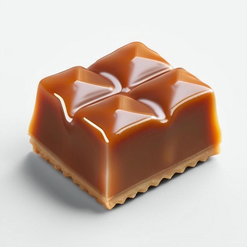 Cube of sweet caramel candies, toffee, confectionery decorations. Realistic isolated food illustration for advertising and packaging design photo