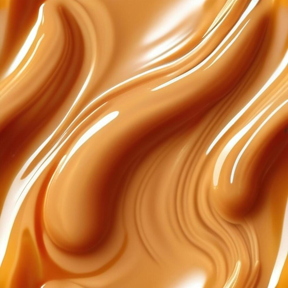 Smooth texture, liquid caramel, cream, sauce. Realistic isolated food illustration for advertising and packaging design photo