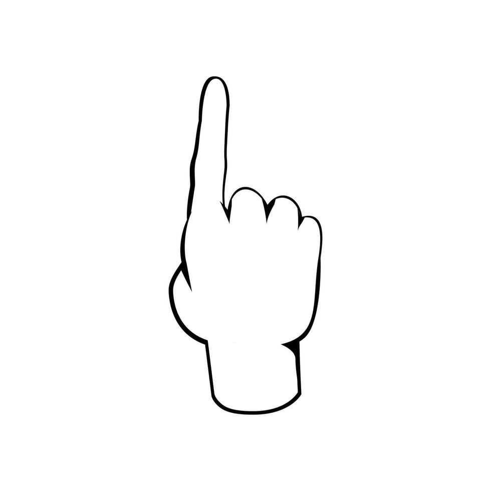 One finger up or number count concept, Back hand view hand drawn sketch Line illustration vector