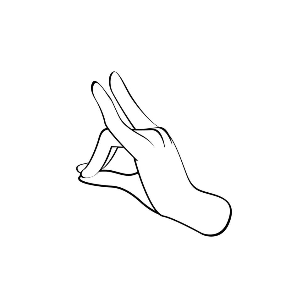 A hand making a delicate pinch gesture, fox or kitsune sign gesture. sketch Line illustration vector