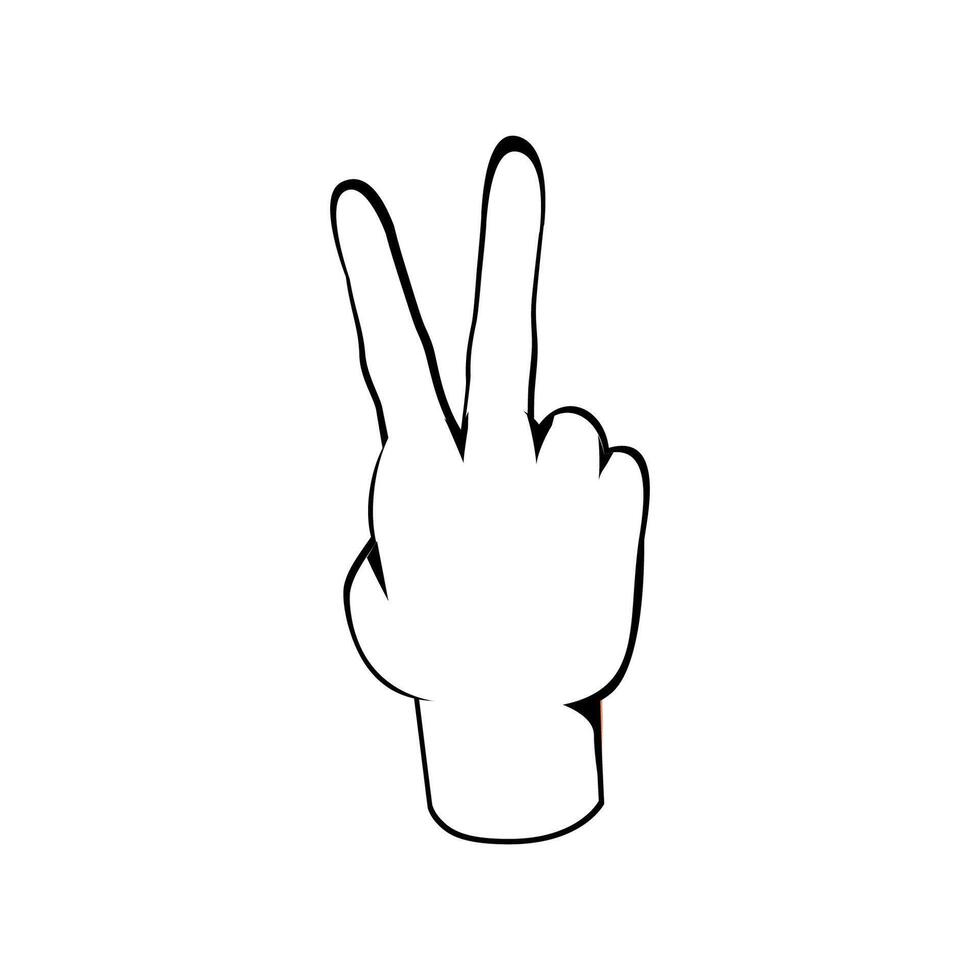 Two finger up or number count concept, Back hand view hand drawn sketch Line illustration vector