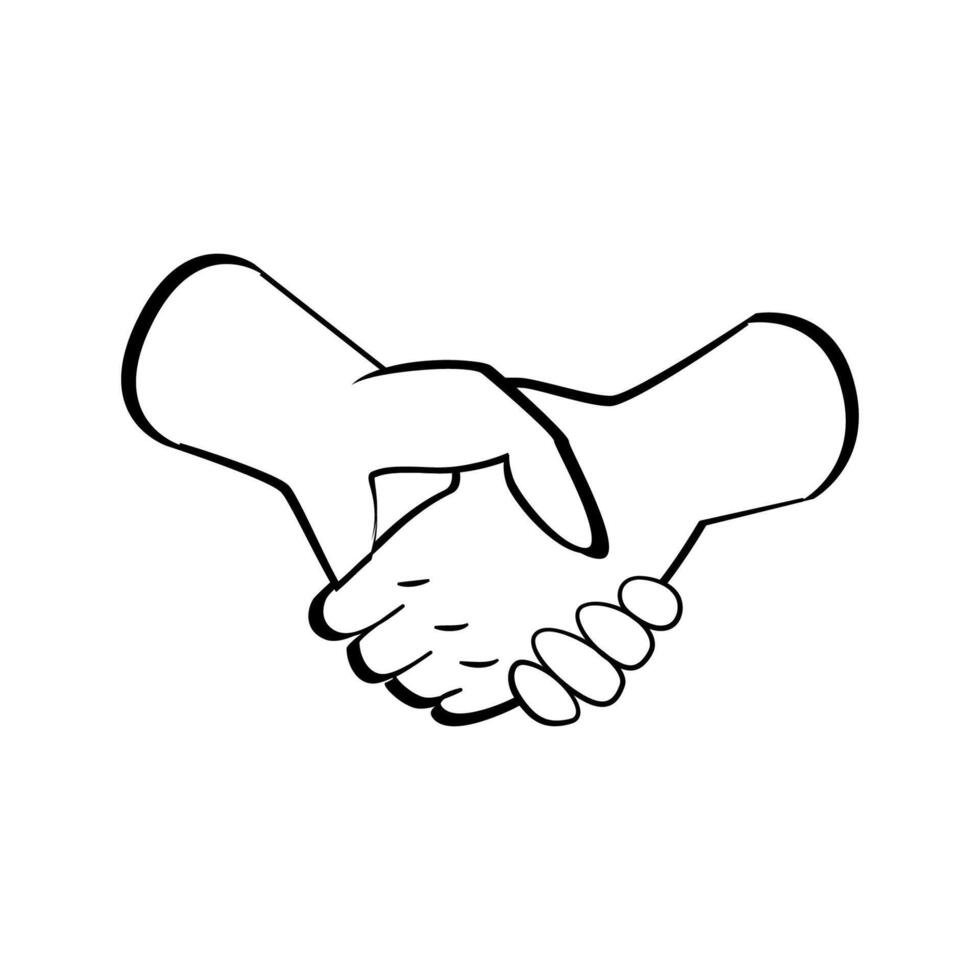 Shaking hands. Business partners handshake. hand drawn sketch style Line art illustration vector