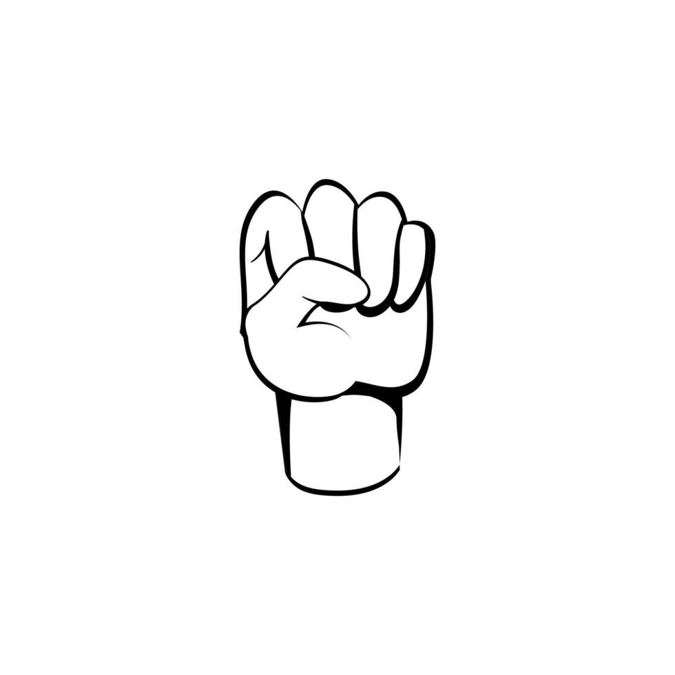 A clenched fist with five fingers on the hand, Line art sketch style illustration vector