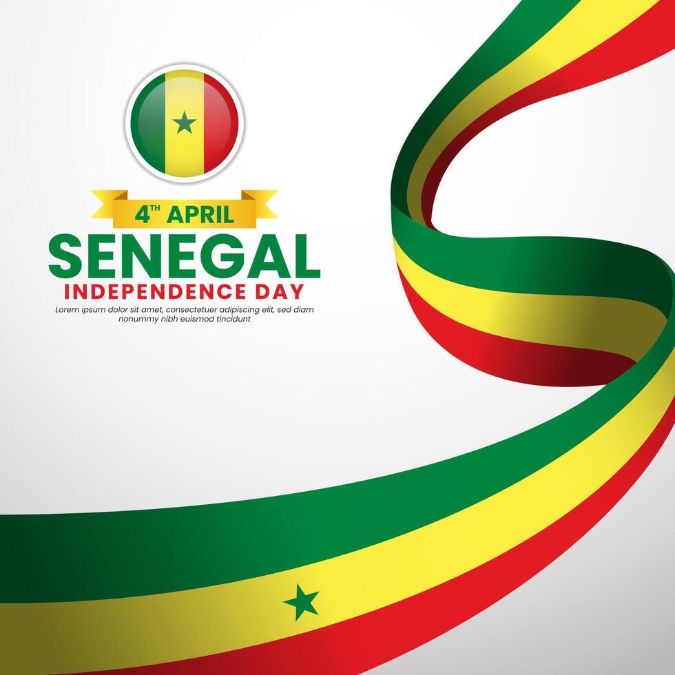 Senegal flag template for national independence day square banner background vector