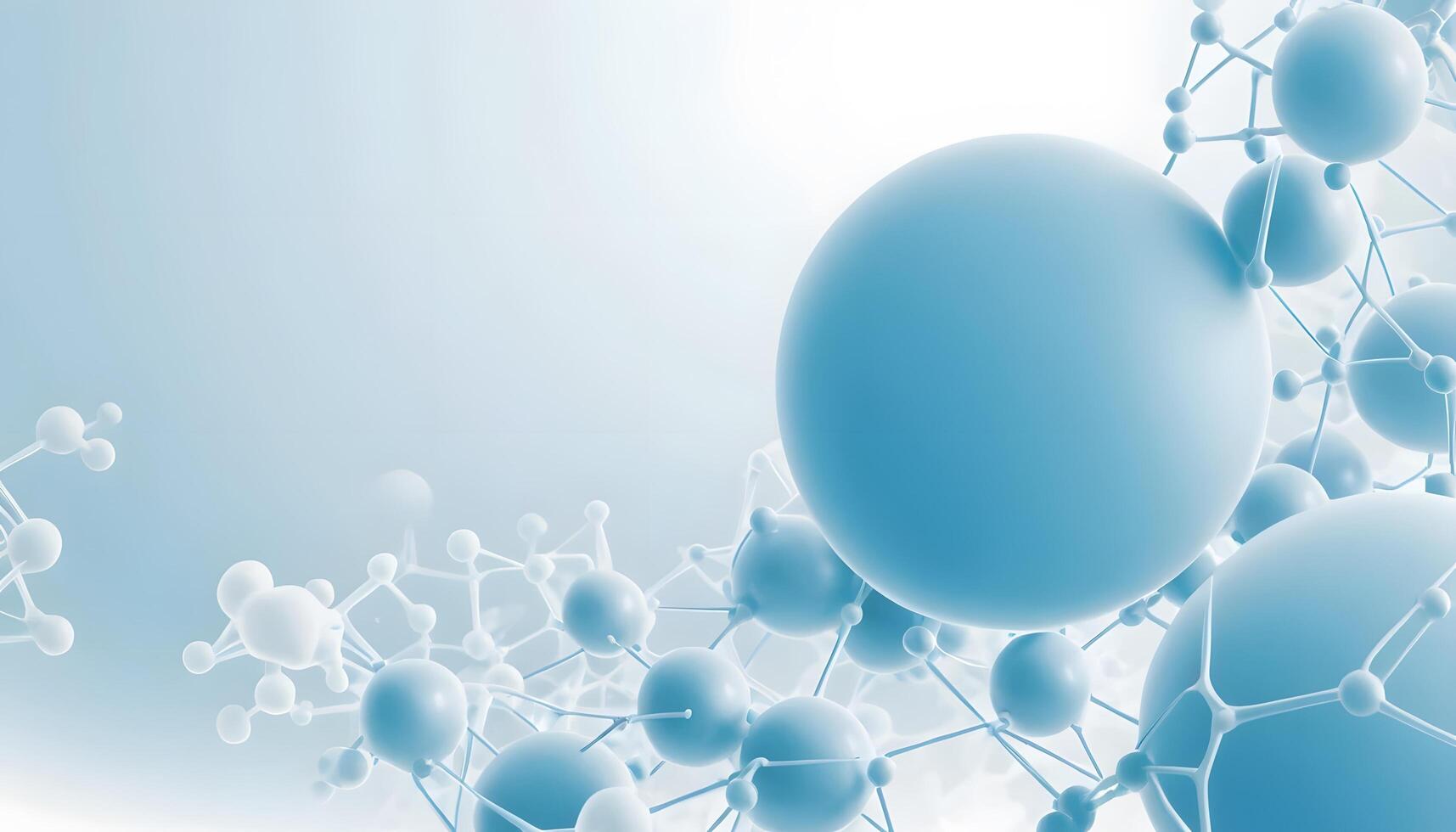 Abstract Molecule Structure with Spheres and Connections in Light Blue photo