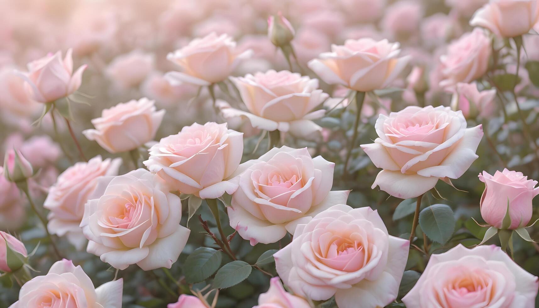 Blooming Pink Roses with Sunlight Filtering Through, Perfect for Floral Designs photo