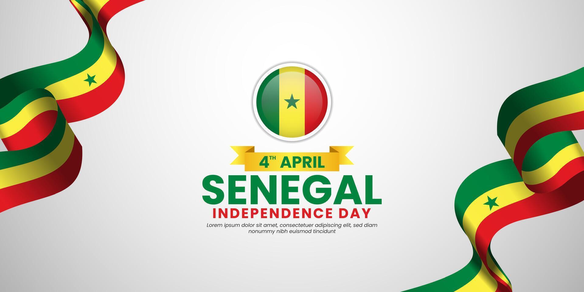 Senegal flag ribbon banner background for independence day design with blank space area vector