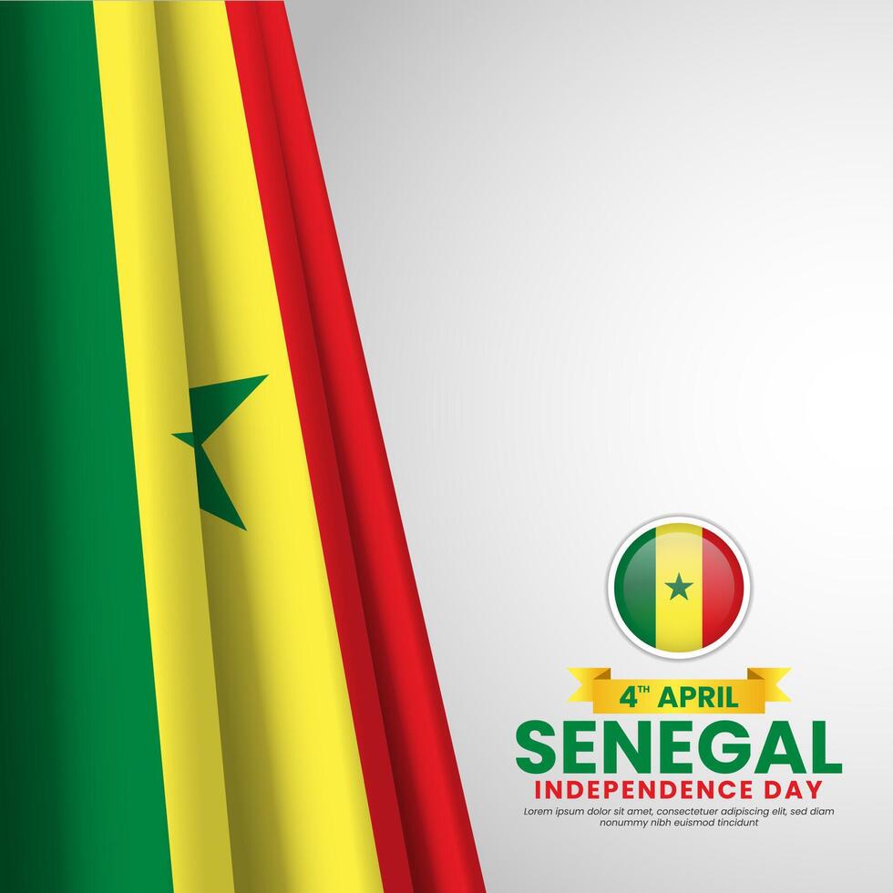 Senegal independence day greeting card, banner background template with flag stripes vector