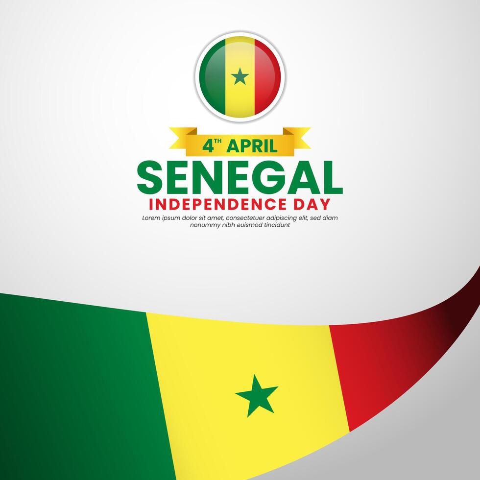 Senegal independence day square banner background template with flag stripes vector