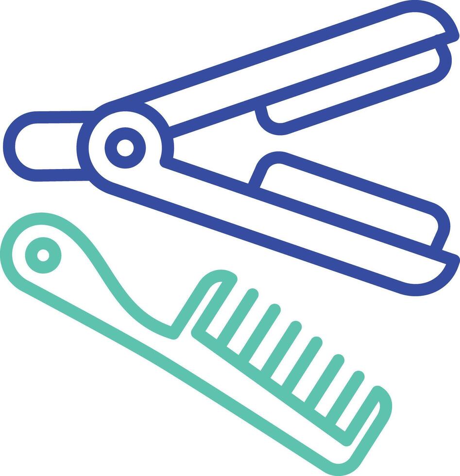 Comb and straightener outline dual color icon vector