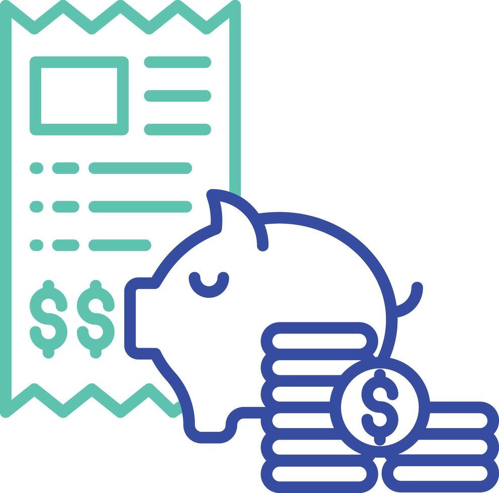 Investment invoice outline dual color icon vector