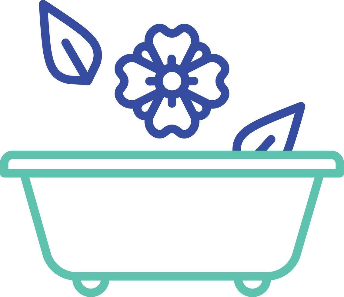 Bathtub outline dual color icon vector
