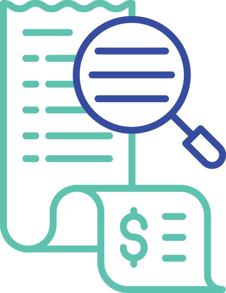 Bill scan outline dual color icon vector