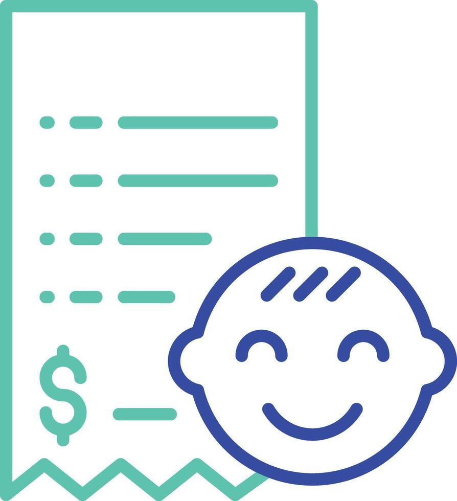 Dental bill outline dual color icon vector