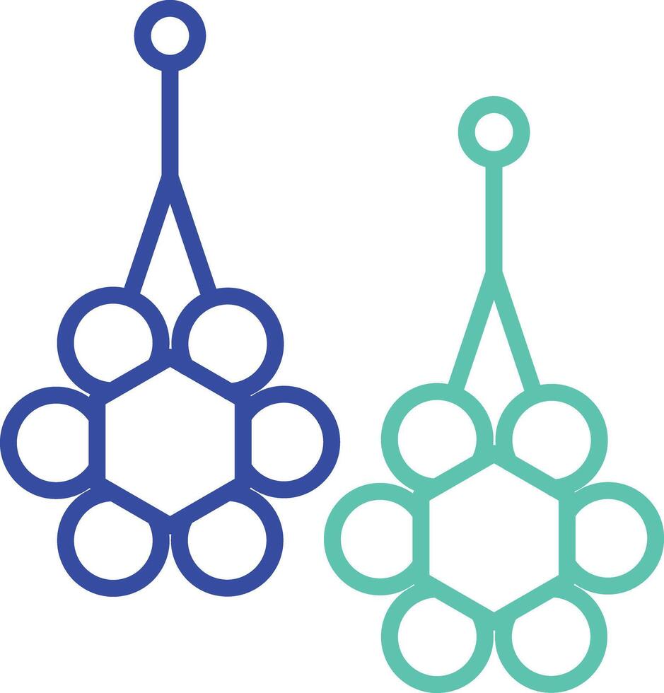 Flower Earrings outline dual color icon vector