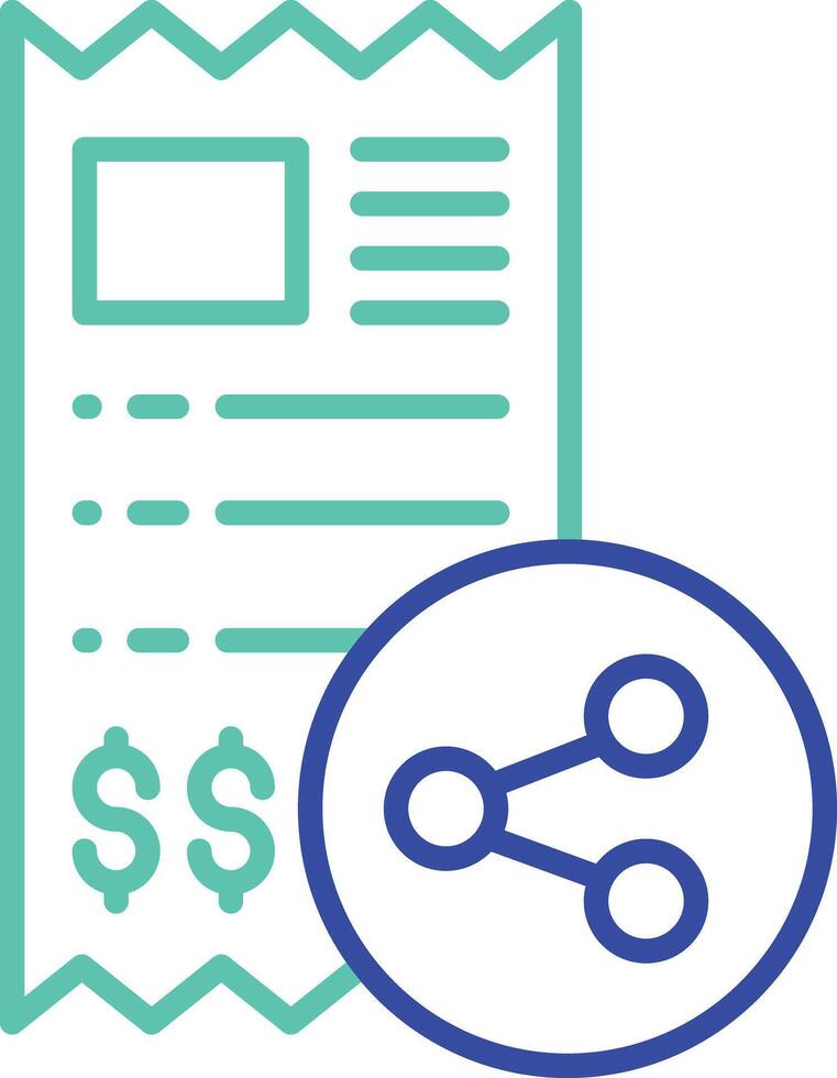 Share invoice outline dual color icon vector