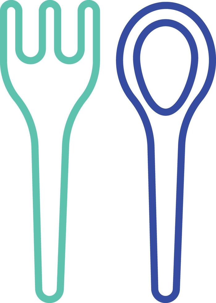 Spoon Fork outline dual color icon vector