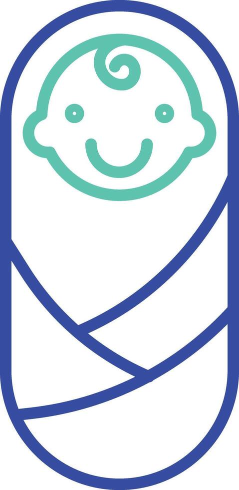newborn outline dual color icon vector