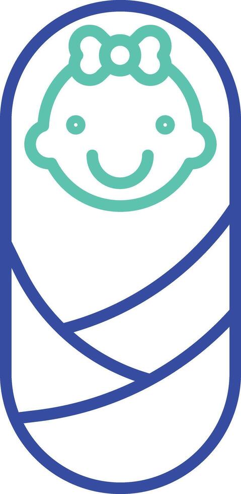 New born outline dual color icon vector