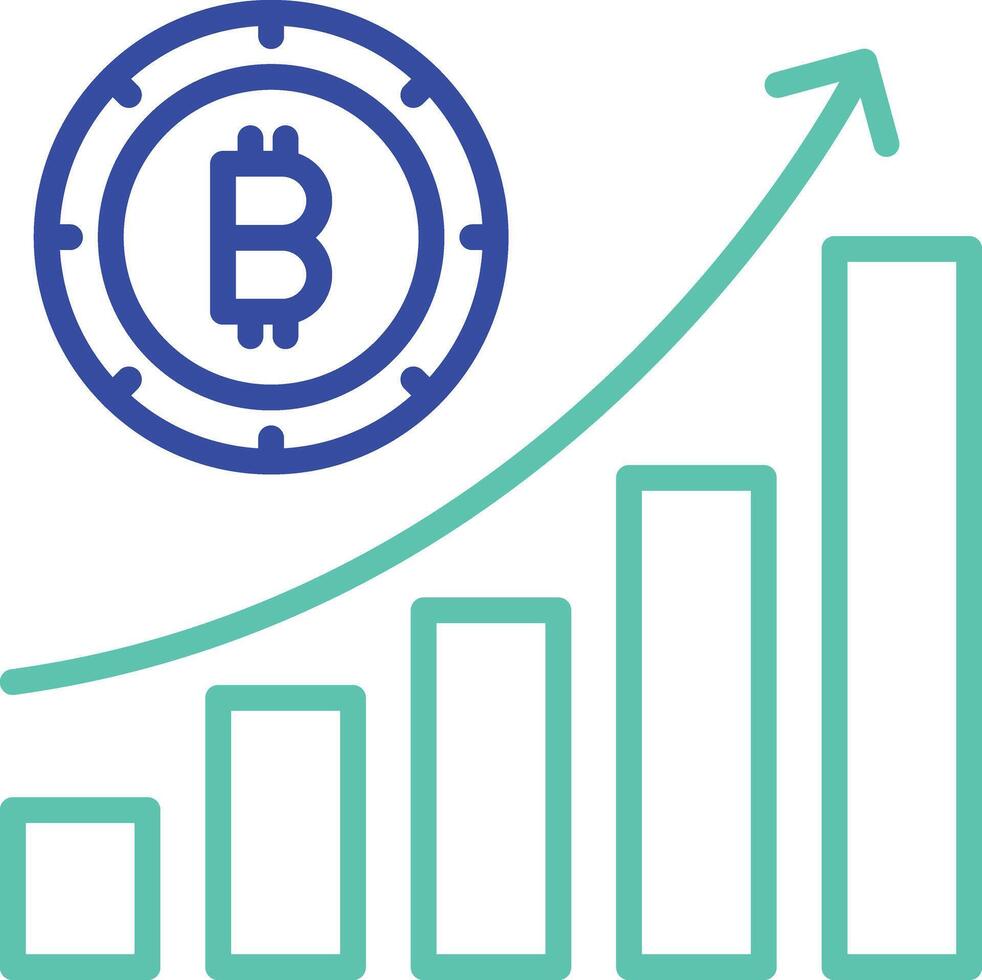 bitcoin growth report outline dual color icon vector