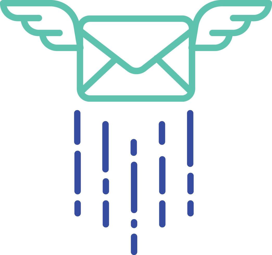 mail wings outline dual color icon vector