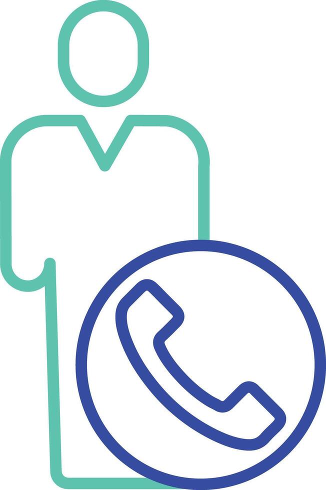 Call outline dual color icon vector