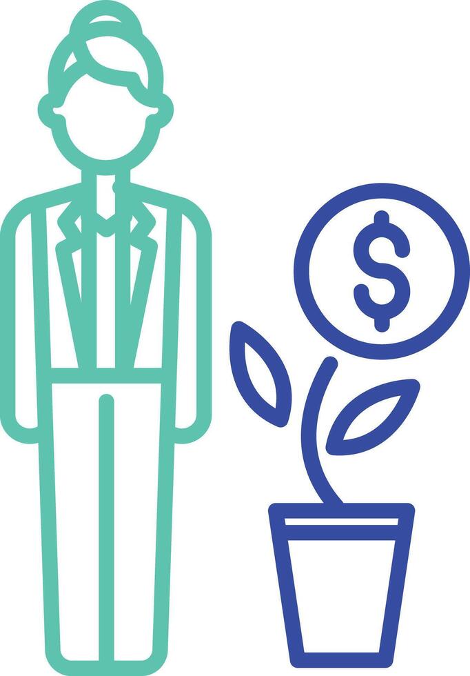 Business Female outline dual color icon vector
