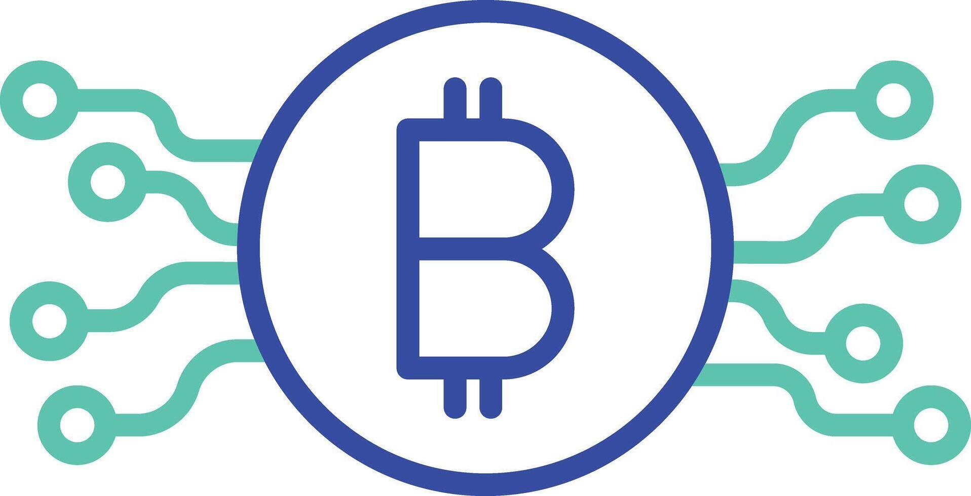 coin circuit outline dual color icon vector