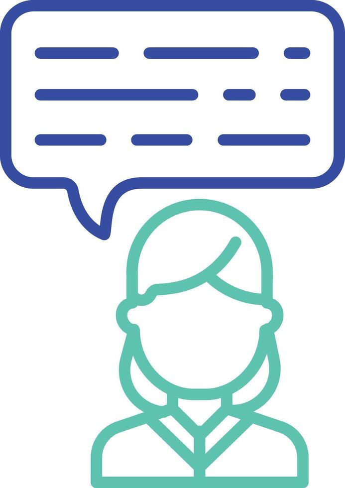 woman chat message outline dual color icon vector