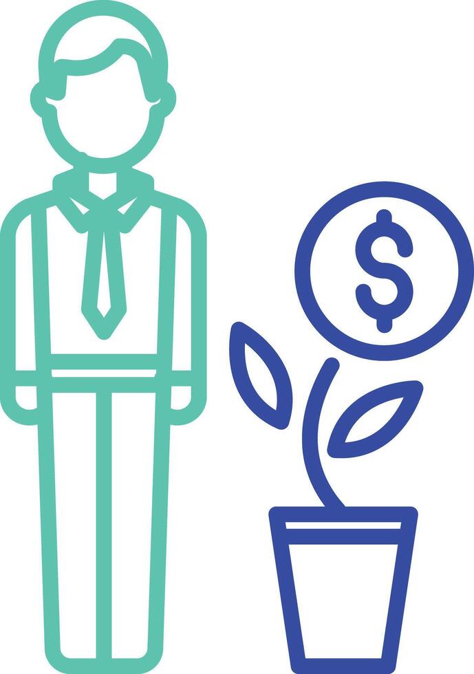 Business Person outline dual color icon vector