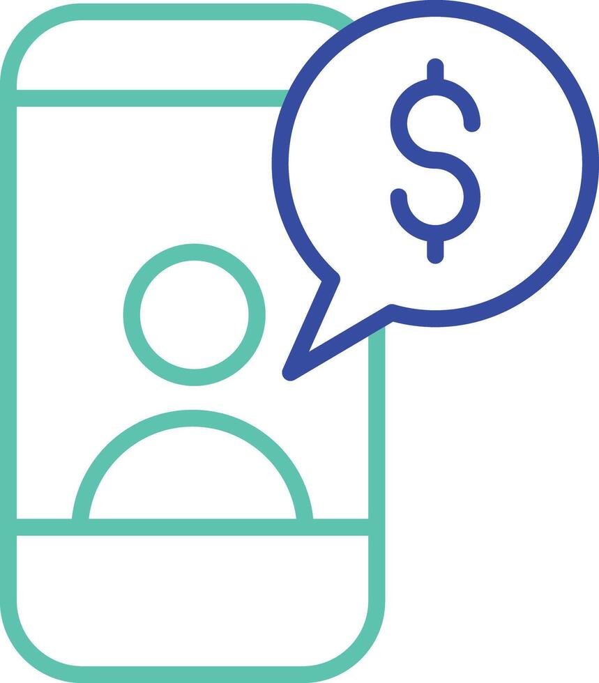 Mobile user finance outline dual color icon vector