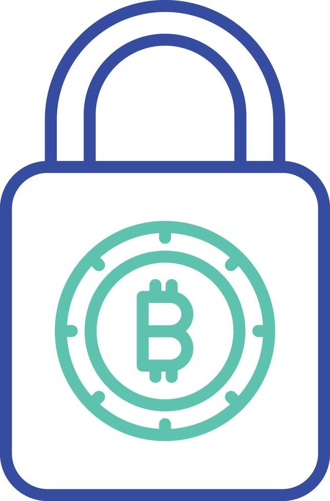 bitcoin lock security outline dual color icon vector
