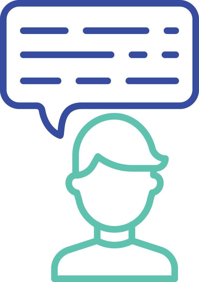 Man chat message outline dual color icon vector