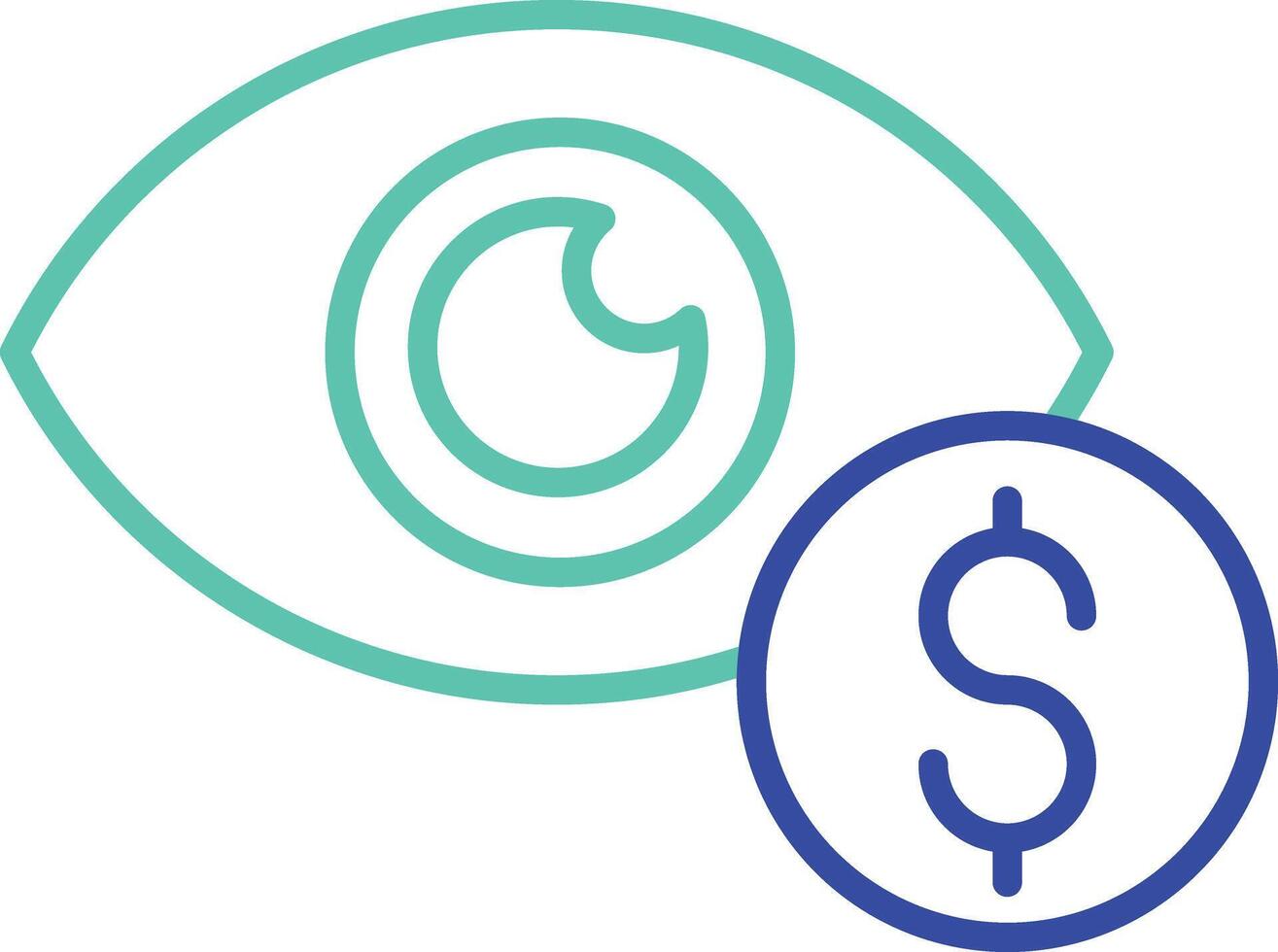 Monitor wealth outline dual color icon vector