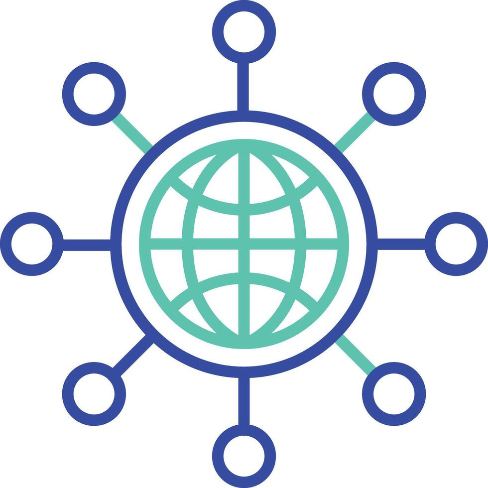 Global community outline dual color icon vector