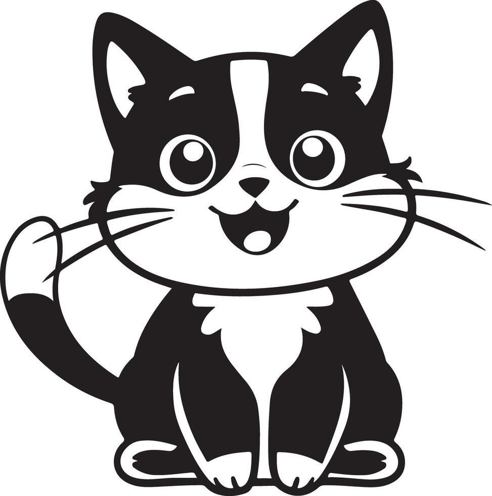 Black and White Cat Cartoon for Printing vector