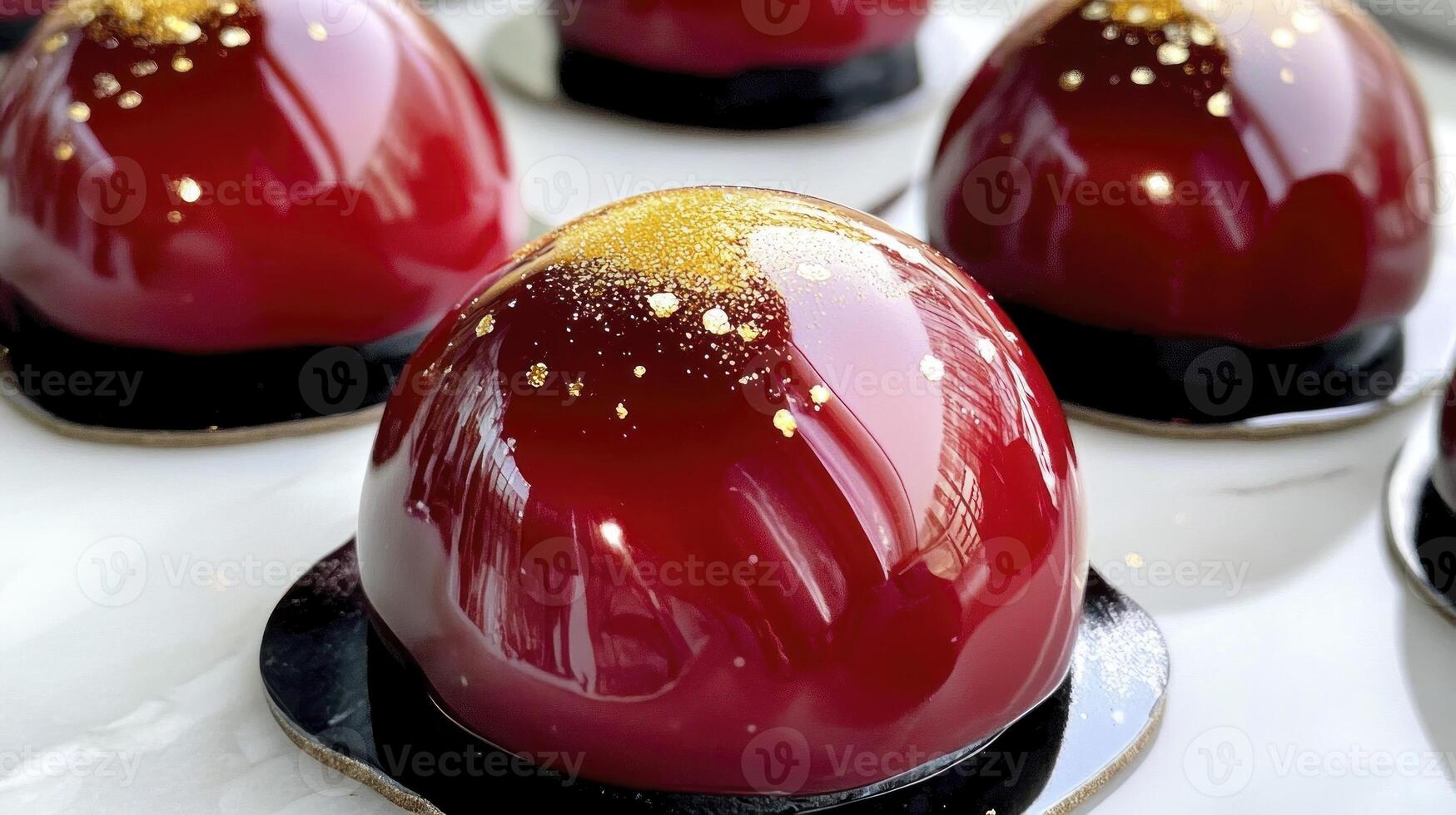 A close up of some red and gold eggs photo