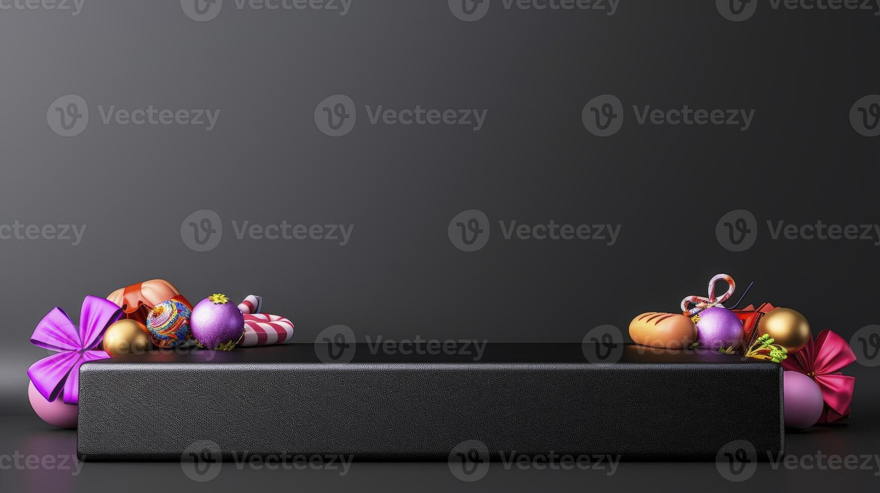 Christmas decorations on a black background photo