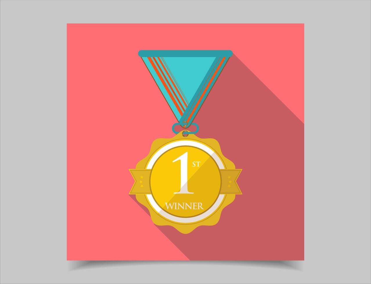 Gold medal with the name plate of the winner illustration vector