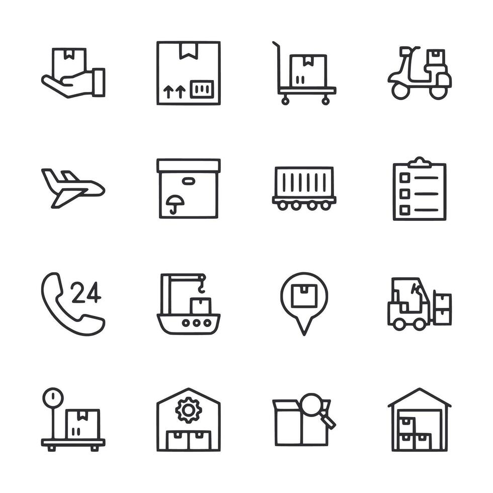 Set of icons for various transportation and delivery services vector