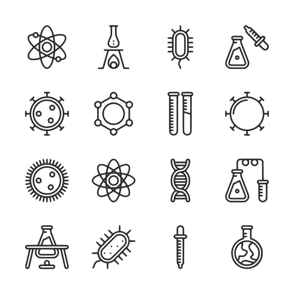A set of science symbols and icons vector