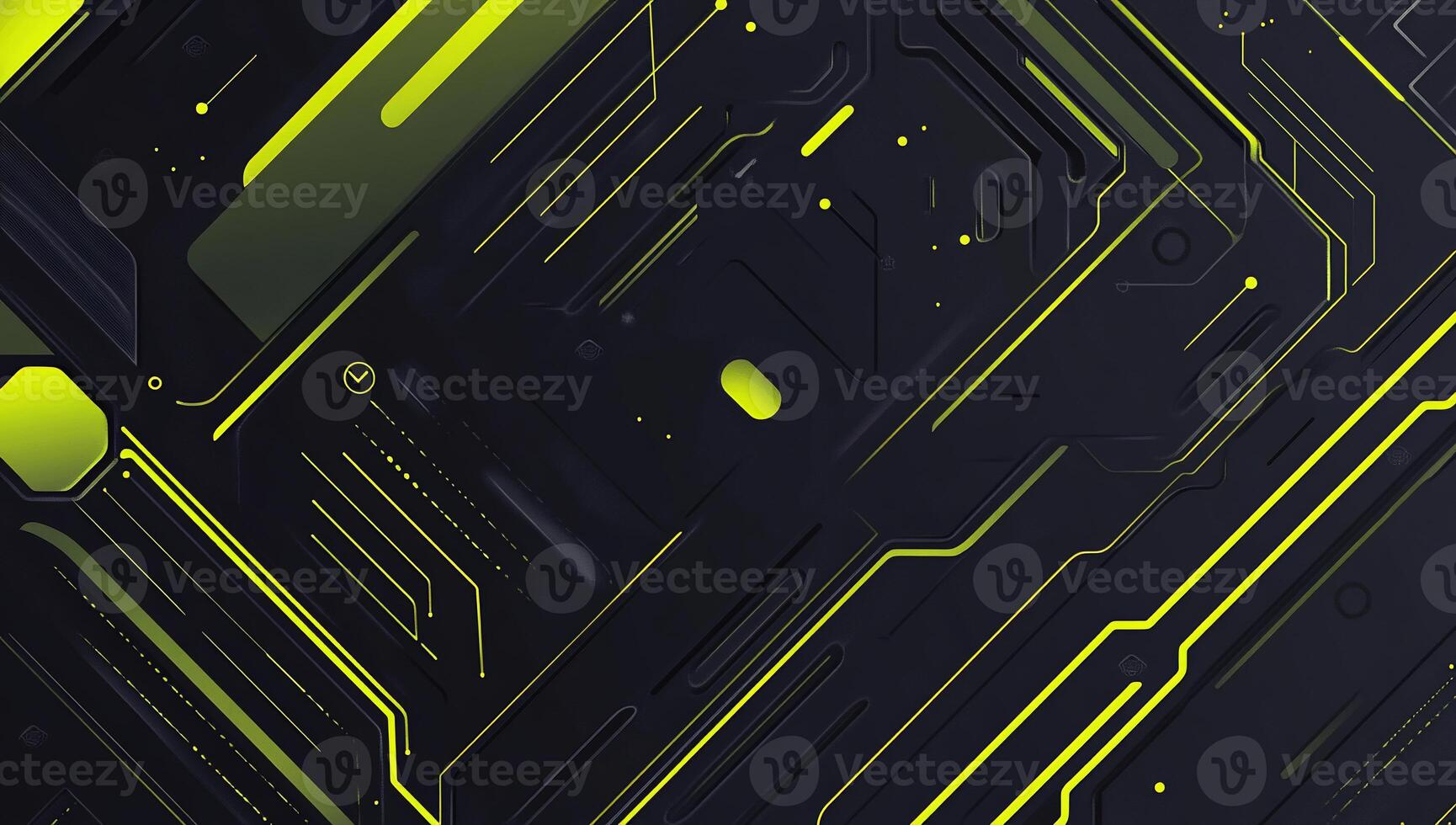 Abstract digital background with neon yellow lines on a dark surface. photo