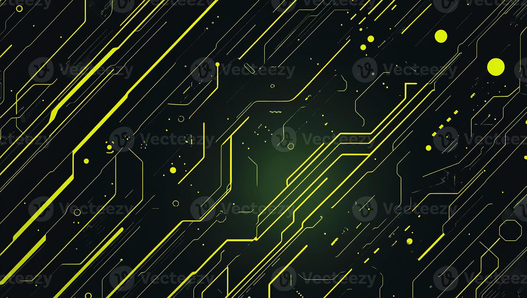 Abstract digital circuitry design with green and black lines. photo