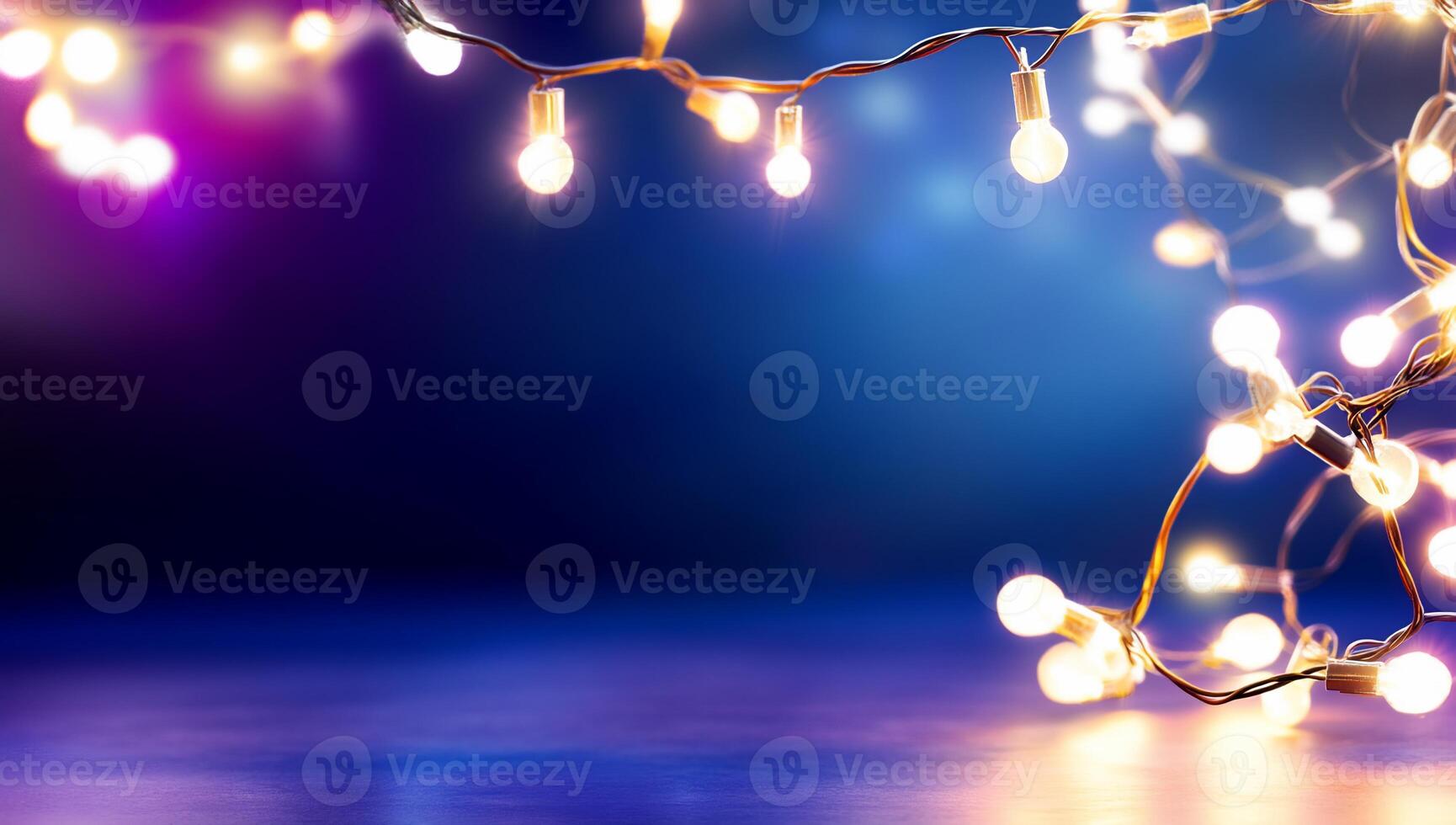 Twinkling lights create a festive atmosphere against a blurred background. photo