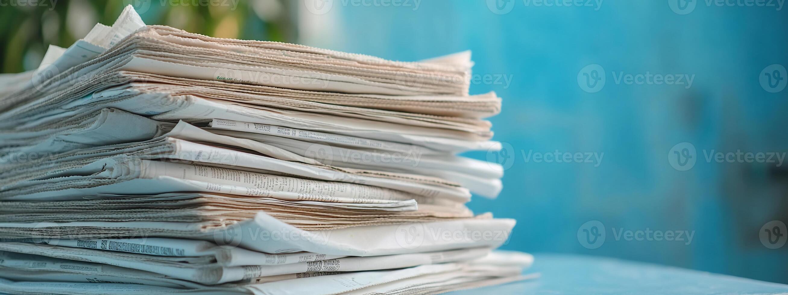A stack of papers on a table, suggesting organization or documentation. photo