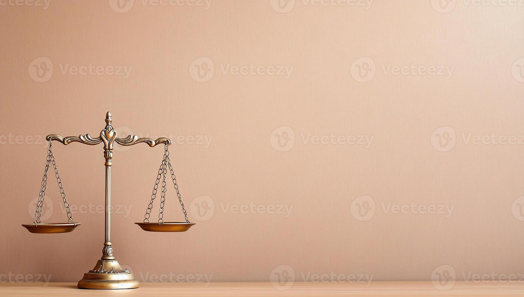 A balanced scale representing justice and fairness against a neutral background. photo